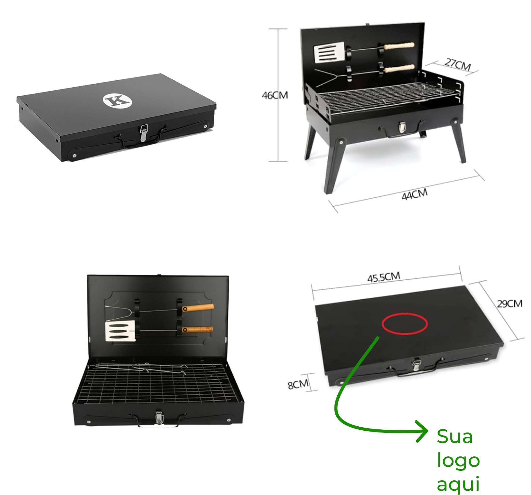 Medidas Churrasqueira Maleta POrtátil Personalizada