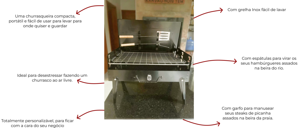 Churrasqueira maleta comprar para empresas personalizada